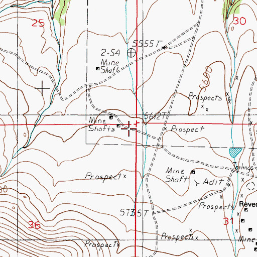 Topographic Map of SW SE Section 25 Mine, MT