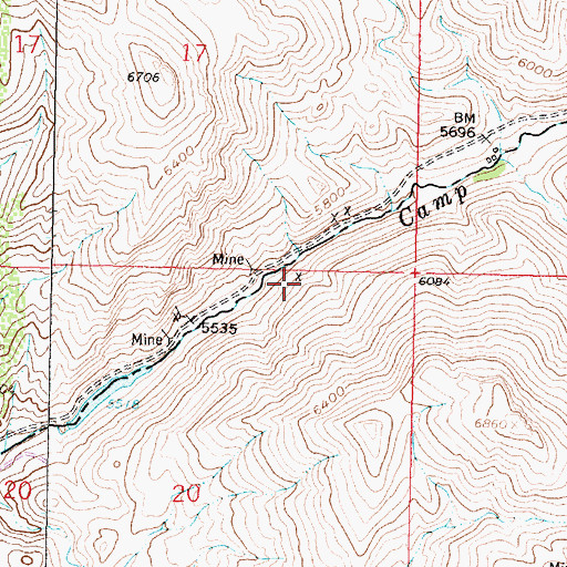 Topographic Map of NE NE Section 20 Mine, MT