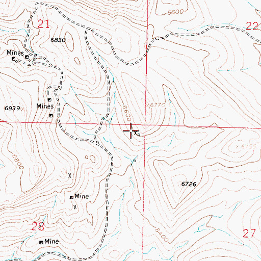 Topographic Map of NE NE Section 28 Mine, MT