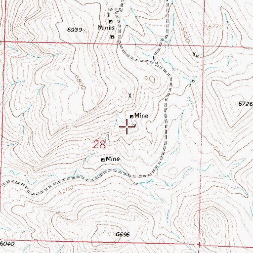 Topographic Map of SW NE Section 28 Mine, MT