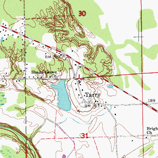 Topographic Map of Clowers Lake Dam, AR