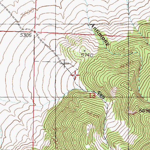 Topographic Map of Bumby Creek Mine, MT