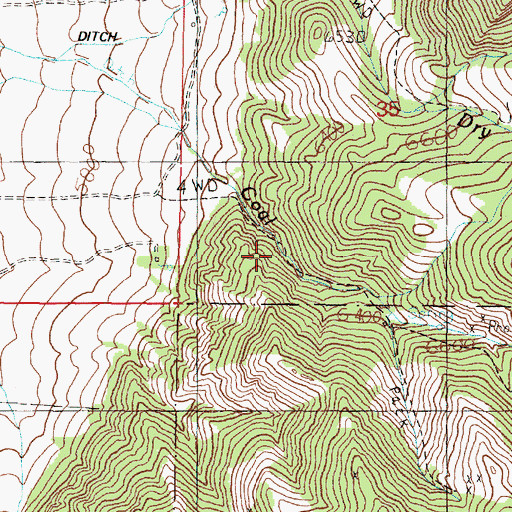 Topographic Map of Coal Creek Mine, MT