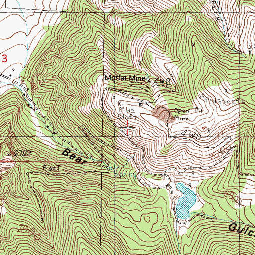 Topographic Map of Moffat Mine, MT
