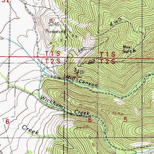 Topographic Map of Mill Creek Mine, MT