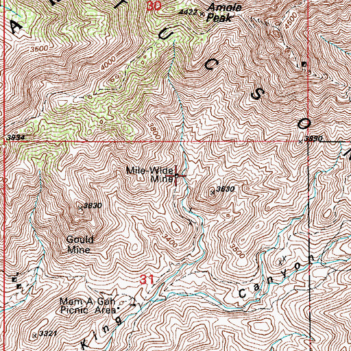 Topographic Map of Mile-Wide Mine, AZ