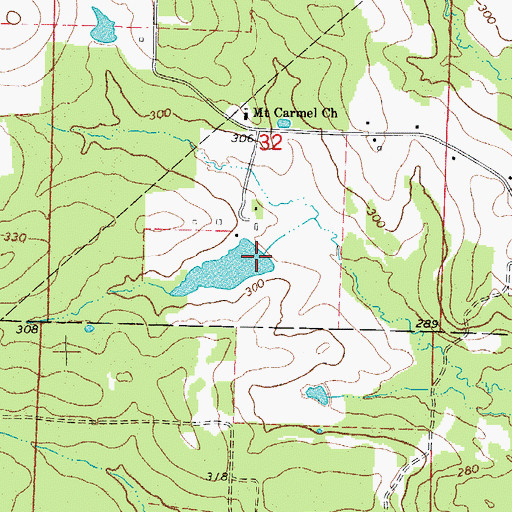 Topographic Map of Miller Lake Dam, AR