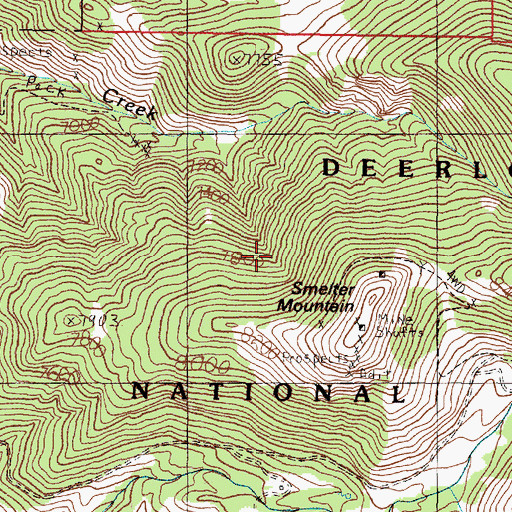 Topographic Map of Smelter Mountain Mine, MT
