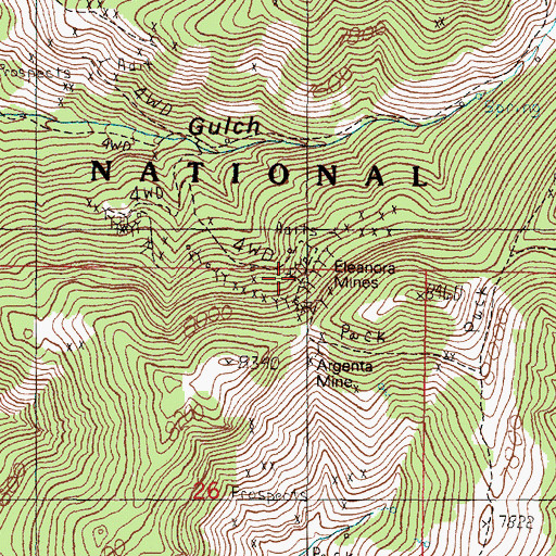 Topographic Map of Eleanor East Mine, MT