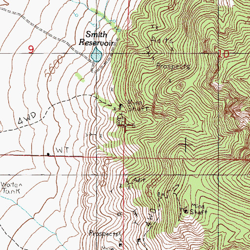 Topographic Map of SW SW Section 10 Mine, MT