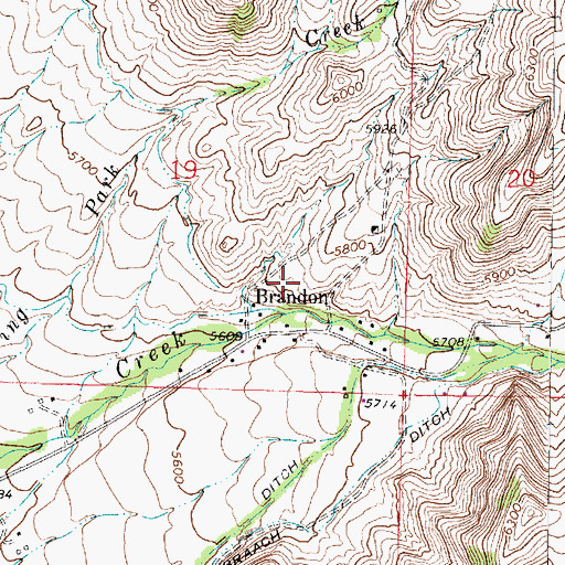 Topographic Map of Brandon Mine, MT