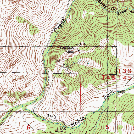 Topographic Map of Fairview Mine, MT