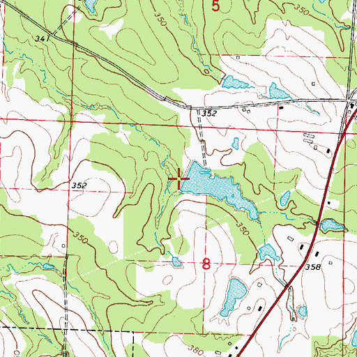 Topographic Map of Bearden Lake Dam, AR