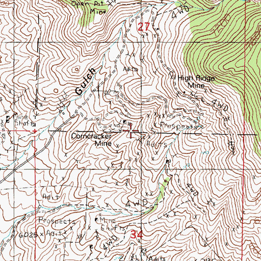 Topographic Map of NE NE Section 33 Mine, MT