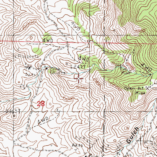 Topographic Map of SW NE Section 27 Mine, MT