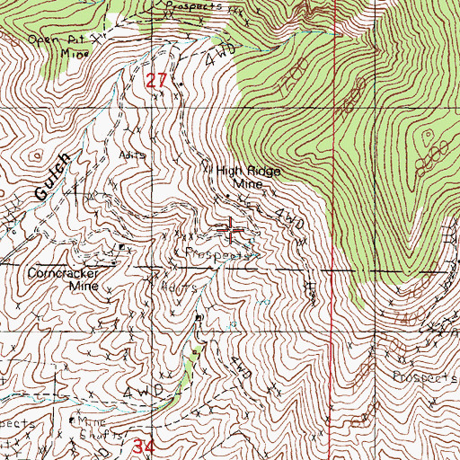 Topographic Map of Corncraker Mine, MT