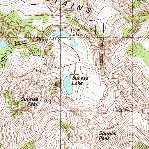 Topographic Map of Sunrise Lake Mine, MT
