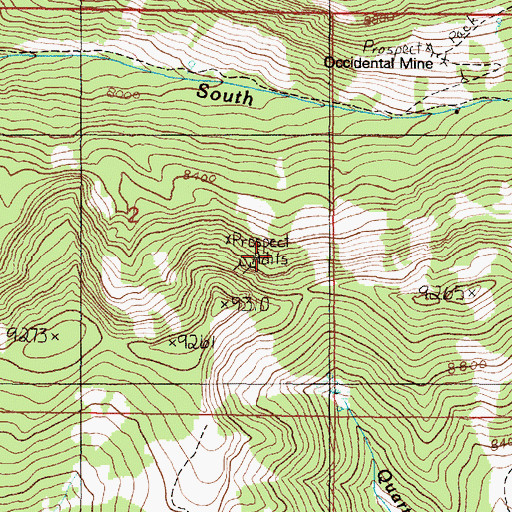 Topographic Map of South Fork Indian Creek Mine, MT