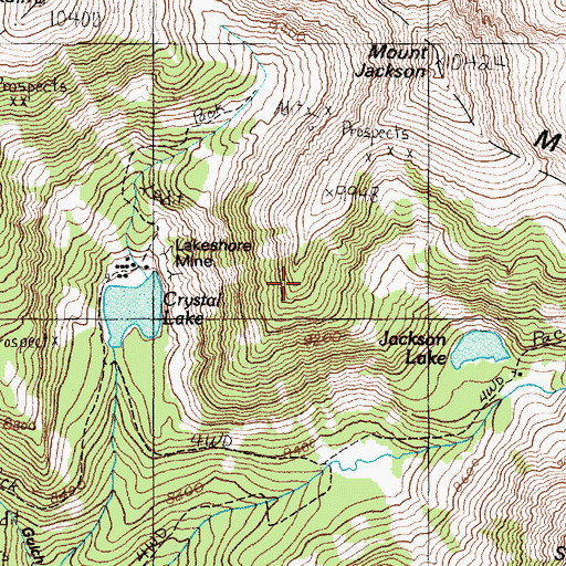 Topographic Map of Mount Jackson Mine, MT