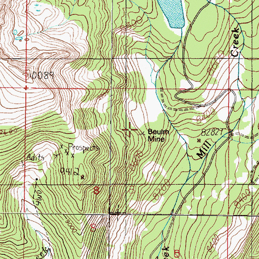 Topographic Map of Beulrh Mine, MT