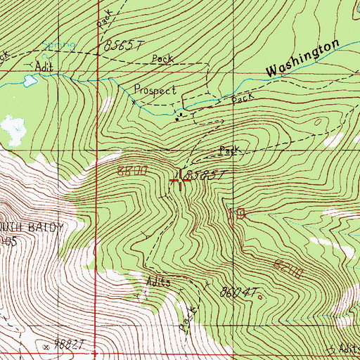 Topographic Map of Bald Number 12/Wildcat Mine, MT