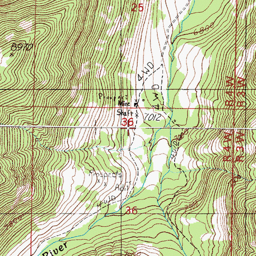Topographic Map of NE NW Section 36 Mine, MT