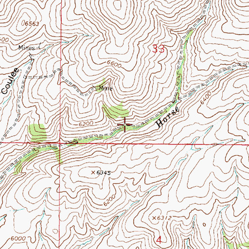 Topographic Map of Jane and Nash Mine, MT