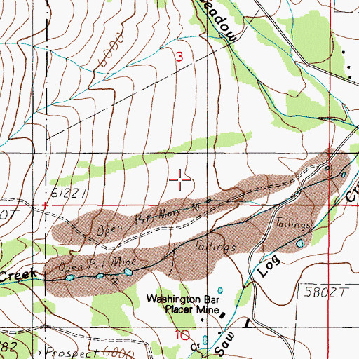 Topographic Map of Cousin Jeny/Lomonica Mine, MT