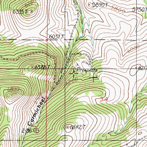 Topographic Map of NE NW Section 34 Mine, MT