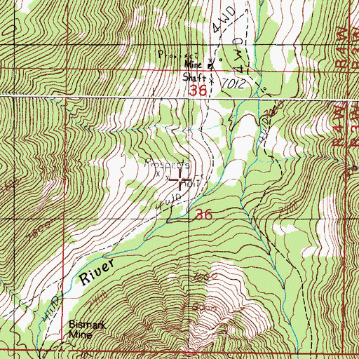 Topographic Map of SE NW Section 36 Mine, MT