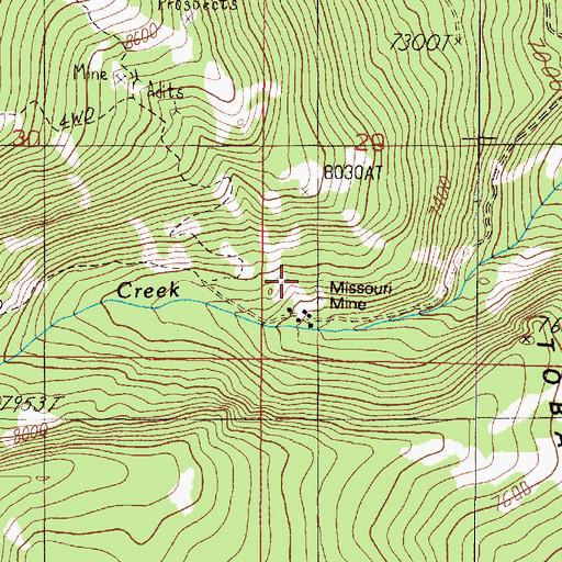 Topographic Map of Missouri Millsite, MT