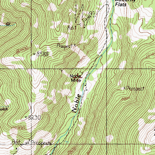 Topographic Map of Noble Mine, MT