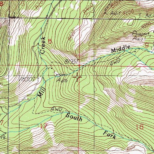 Topographic Map of Uncle Sam Mine, MT