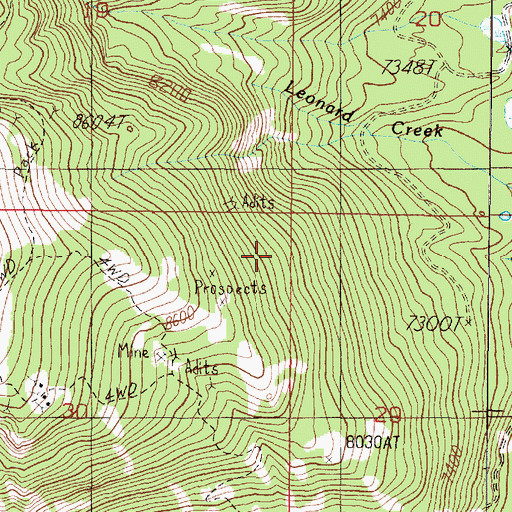 Topographic Map of Snowdrift Mine, MT
