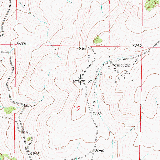 Topographic Map of NW NE Section 12 Mine, MT