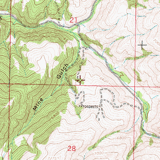Topographic Map of Mine Gulch Mine, MT