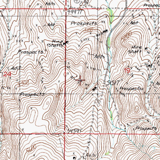 Topographic Map of Peanut Mine, MT