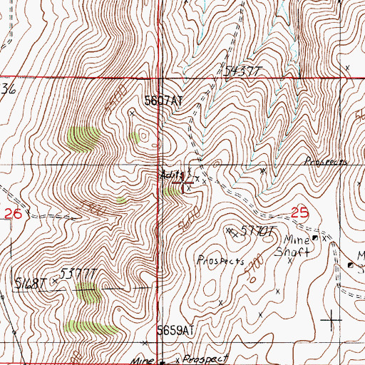 Topographic Map of SW NW Section 25 Mine, MT