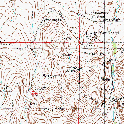 Topographic Map of Black Rock Extension Mine, MT