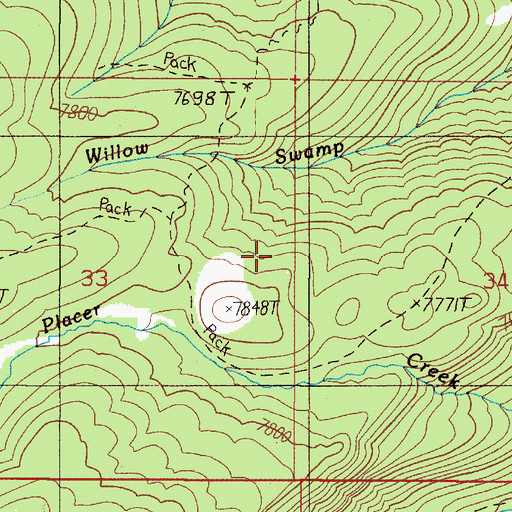 Topographic Map of Placer Creek Mine, MT