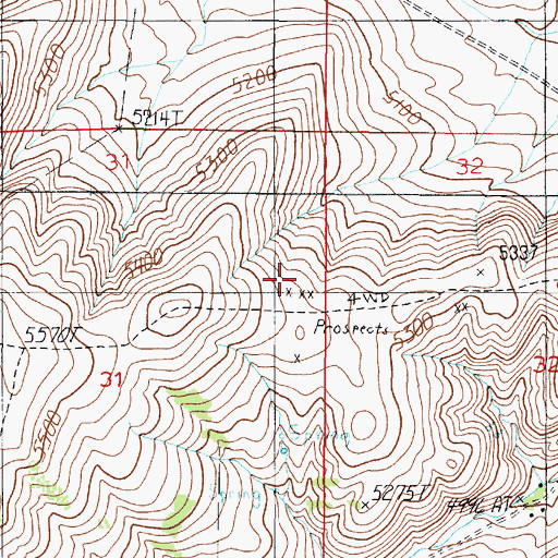Topographic Map of Rice Ranch Mine, MT
