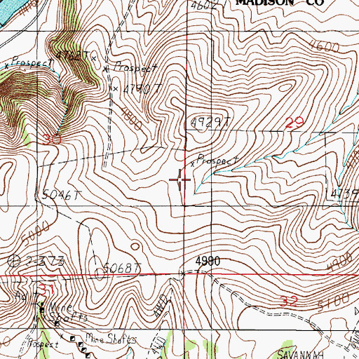 Topographic Map of Blue Moon Mine, MT