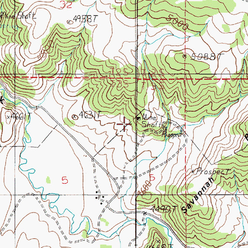 Topographic Map of Savannah Ridge Mine, MT