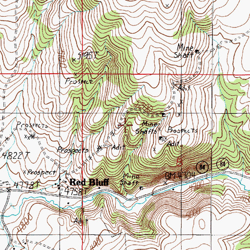 Topographic Map of Red Bluff North Mine, MT