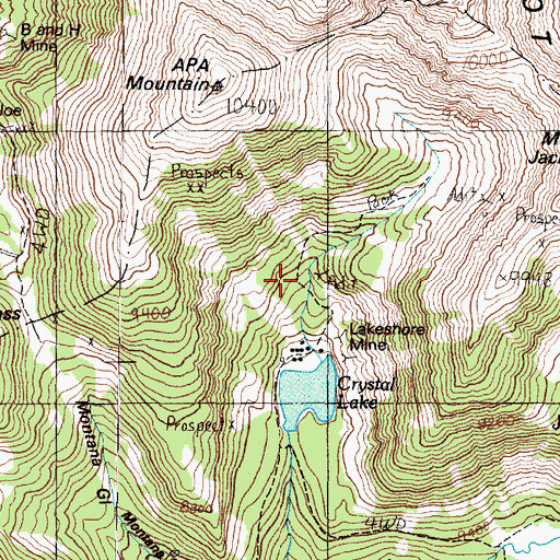 Topographic Map of Upper Lakeshore Mine, MT