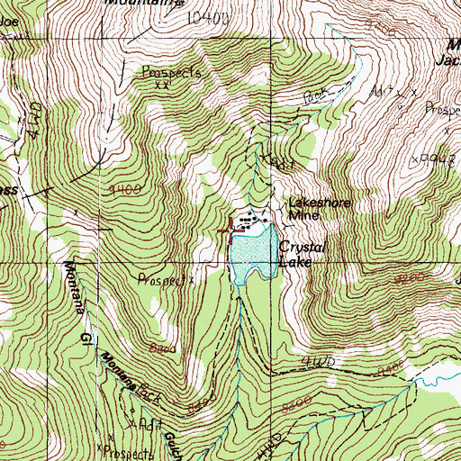 Topographic Map of Lakeshore Mine, MT
