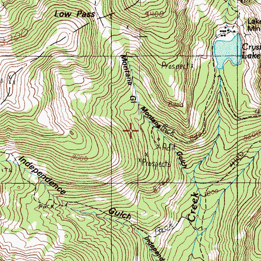 Topographic Map of Montana Gulch Mine, MT