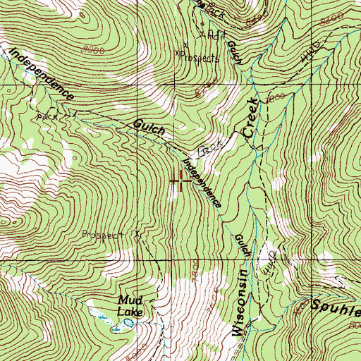Topographic Map of Independence Gulch Mine, MT