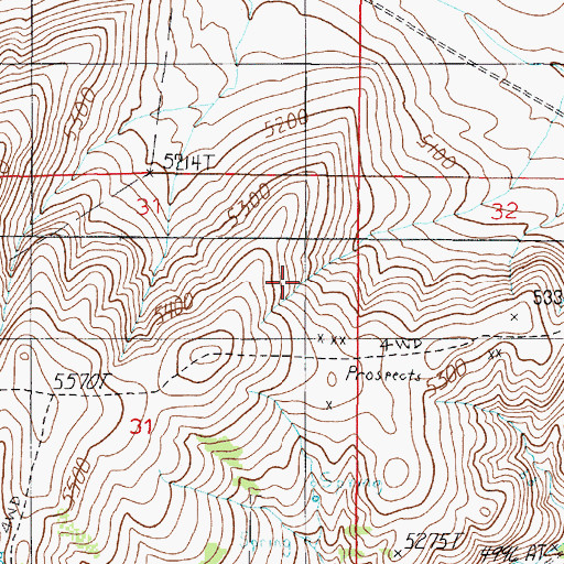 Topographic Map of Moore Ranch Number 4 Mine, MT