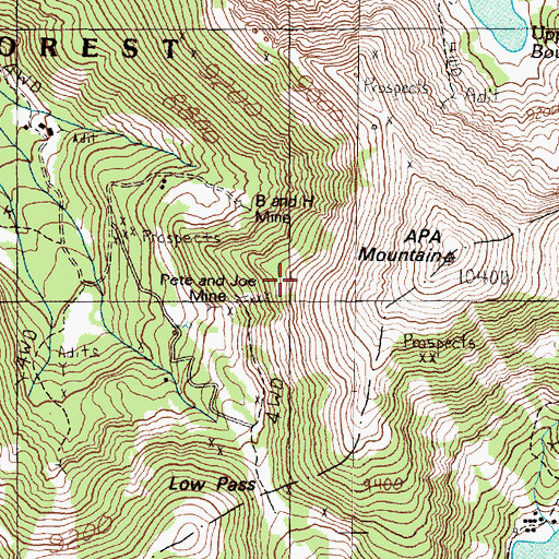 Topographic Map of Pete and Joe Mine, MT